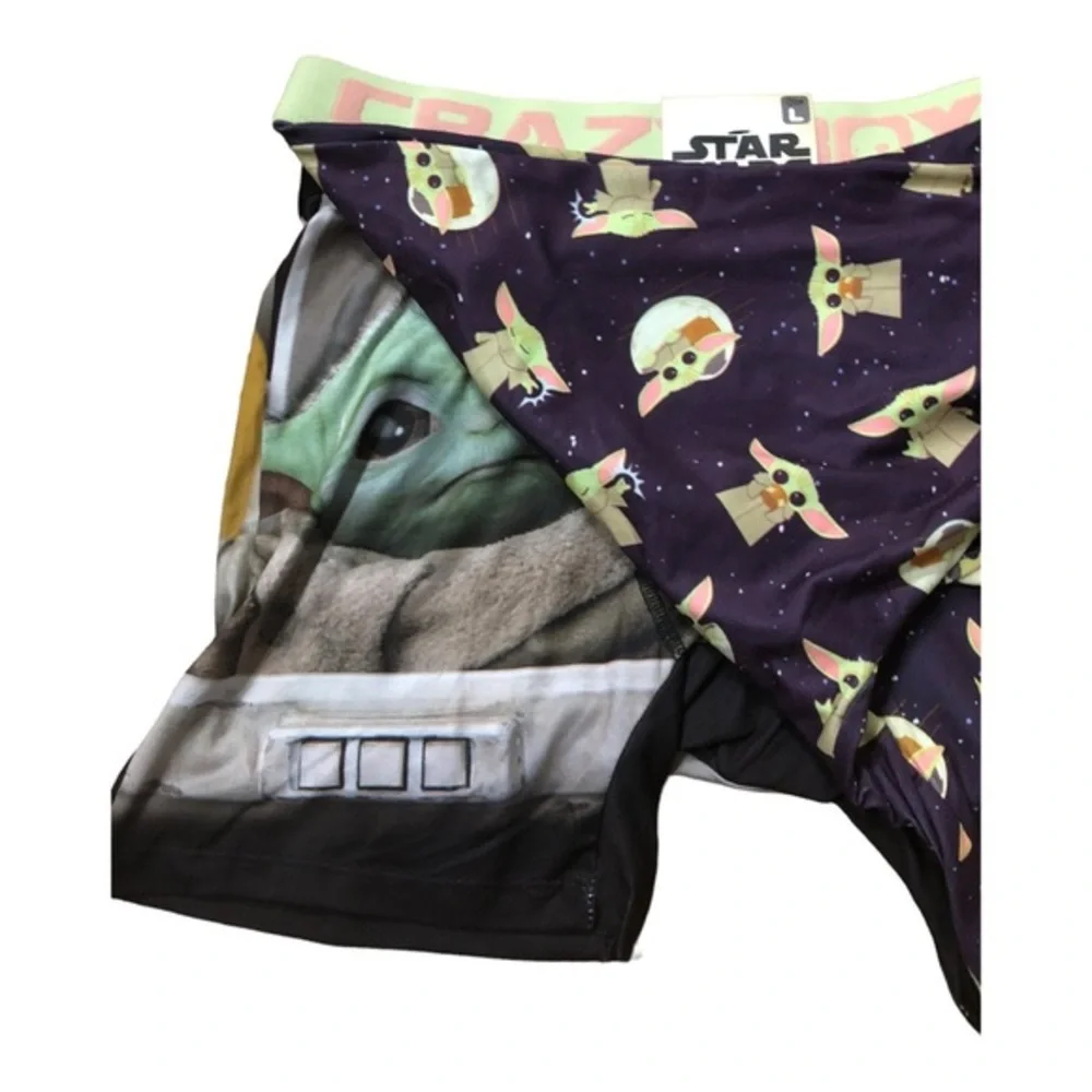 CRAZYBOXER The Mandalorian Baby Yoda‎ Face men’s Boxer Briefs 2pk size large new